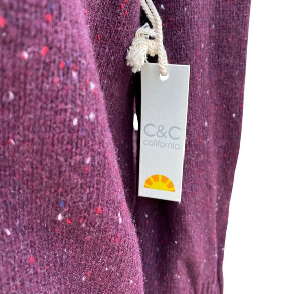 NWT C&C California Wool Turtleneck Sweater Sz L Burgundy Speckled Ski Cabincore - Picture 5 of 12